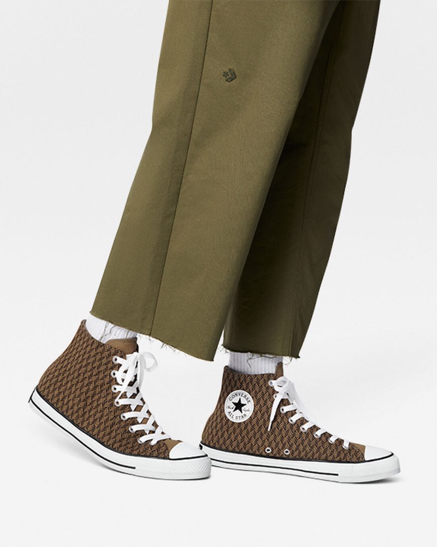 Men's Converse Chuck Taylor All Star Herringbone High Top Shoes Brown / White | AU C6905C